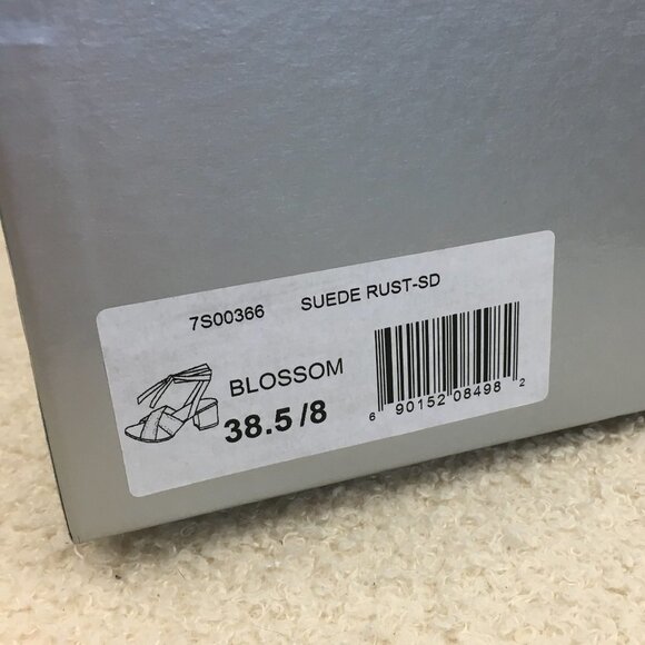 new sz 8 Charles David Blossom Ankle Tie Sandal Suede Rust block heels Lace up - Picture 2 of 11